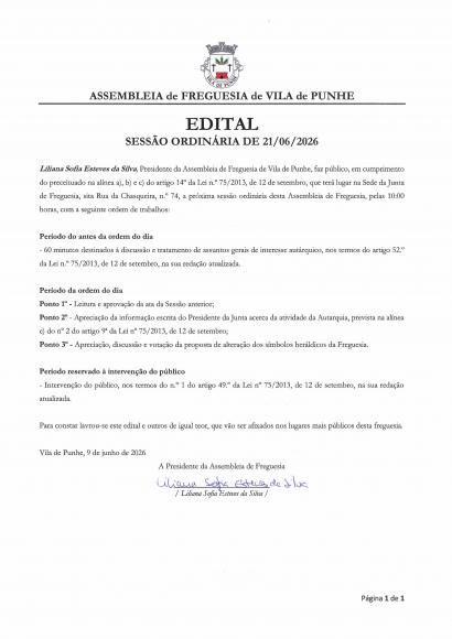 Edital - Sess&atilde;o Ordin&aacute;ria