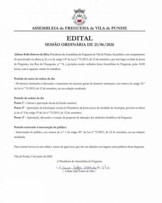 Assembleia de Freguesia | Sess&atilde;o Ordin&aacute;ria