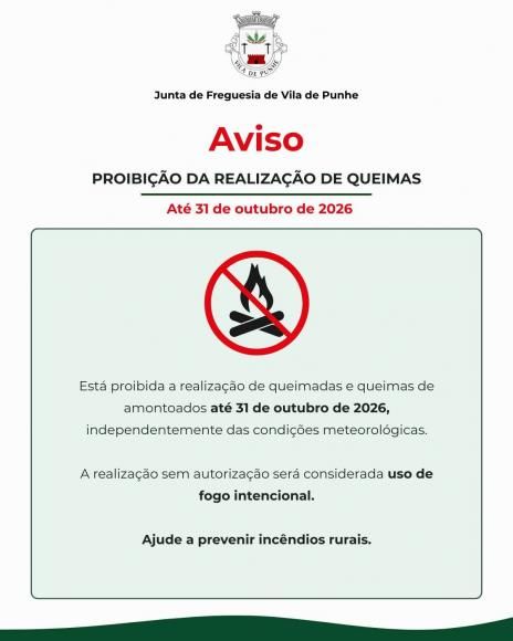 AVISO | Proibi&ccedil;&atilde;o da Realiza&ccedil;&atilde;o de Queimas