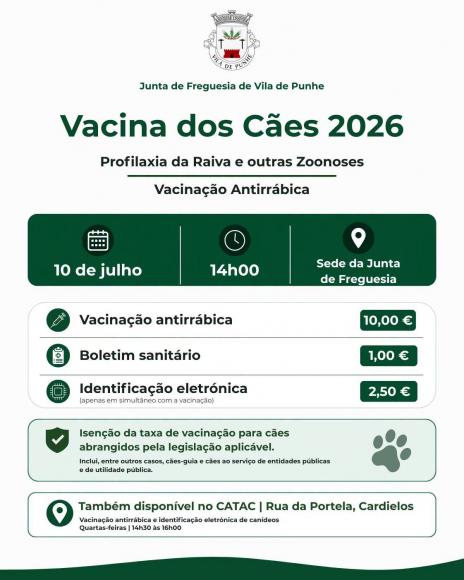Vacina dos C&atilde;es 2026 | Profilaxia da Raiva e outras Zoonoses