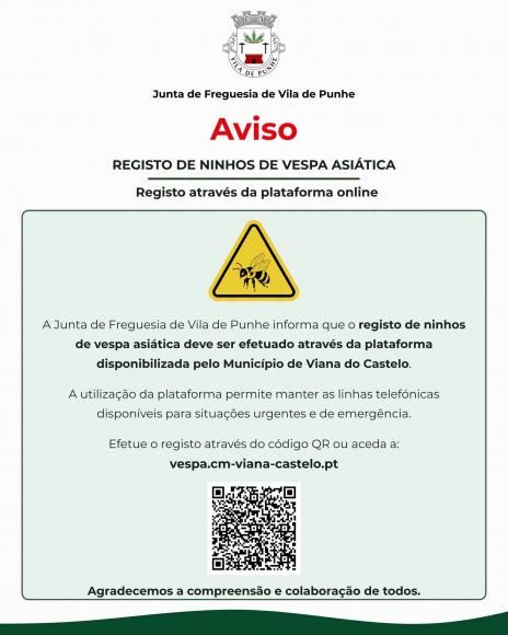 Aviso | Registro de ninhos de vespa Asiatica