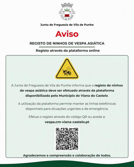 Aviso | Registro de ninhos de vespa Asiatica